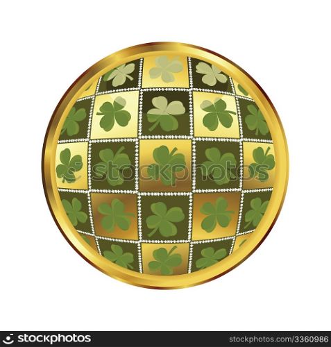 Glossy button with quatrefoil for st. Patrick&rsquo;s day