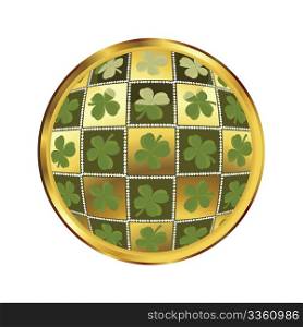 Glossy button with quatrefoil for st. Patrick&rsquo;s day