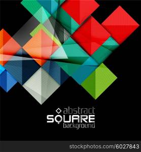 Glossy color squares on black. Geometric abstract background. Glossy color squares on black. Geometric abstract background for your message. Vector