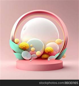 Glossy Easter Celebration Podium for Product Display with 3D Egg Decoration