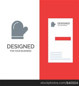 Glove, Potholder, Gloves, Kitchen, Oven Grey Logo Design and Business Card Template