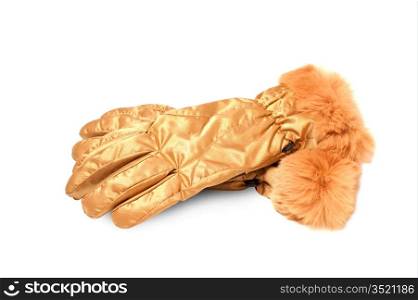 gloves fashionable gold isolated on white background