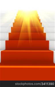Glow stair with red carpet. computer generated image