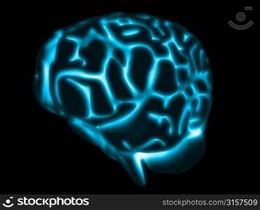 glowing blue brain