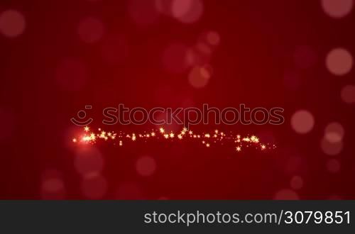 Glowing Christmas Tree Over Red Holiday Background