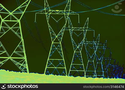 Glowing Green Power Lines