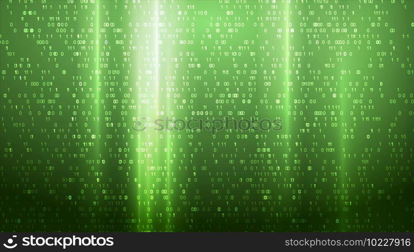 Glowing green technology binary code abstract background
