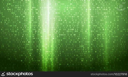 Glowing green technology binary code abstract background