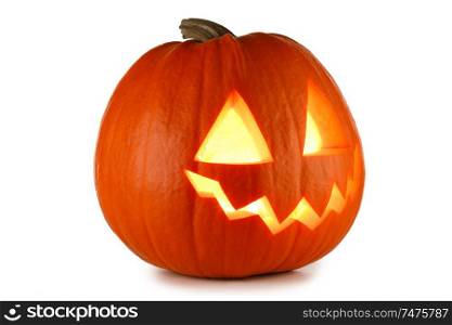 Glowing Halloween Pumpkin isolated on white background. Halloween Pumpkin isolated on white
