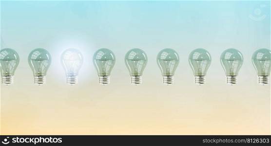Glowing Light Bulb as a Business Idea Concept. Glowing Light Bulb