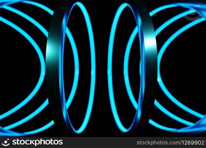 Glowing neon abstract futuristic light circle hi-tech space 3D Rendering