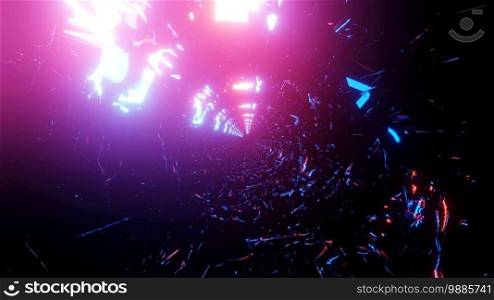 Glowing red and blue 4k uhd moving neon lights tunnel hole 3d illustration design artwork background wallpaper. Glowing red and blue moving neon lights tunnel hole 3d illustration design artwork background wallpaper