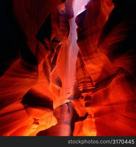 Glowing Red Rock Crevice