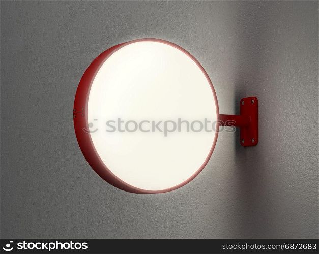 Glowing round signboard on the wall