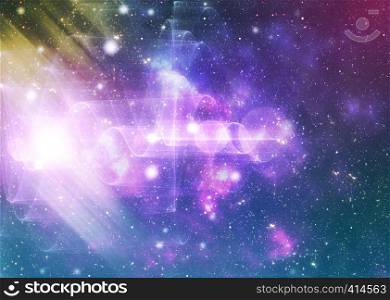 Glowing starry space with fractal texture design.