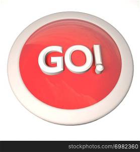 Go button over white background, 3d rendering