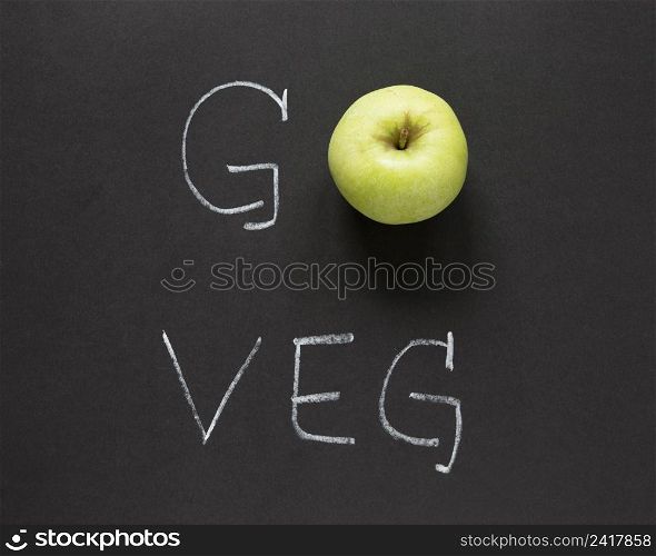 go veg lettering with apple