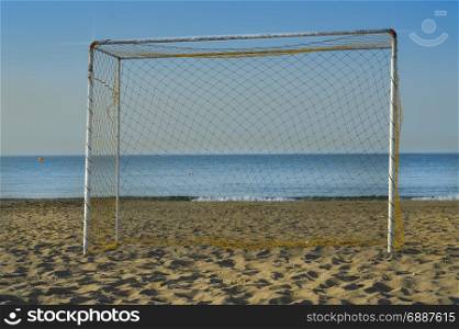 Goal of football on the sand. Goal of football on the sand of Amoudara beach in Crete