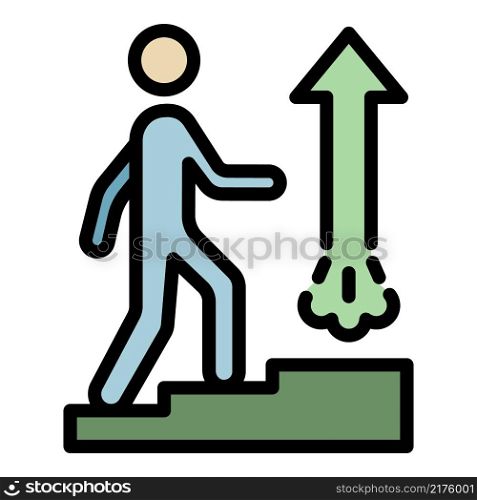 Goal up stairs icon. Outline goal up stairs vector icon color flat isolated. Goal up stairs icon color outline vector