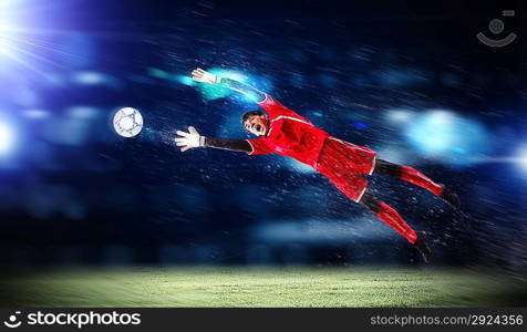 Goalkeeper catches the ball