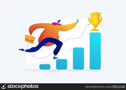 Goals and objectives, business grow and plan, goal setting concept. Vector isolated concept illustration. Small heads and huge legs people. Hero image for website.. Goals and objectives concept vector illustration.