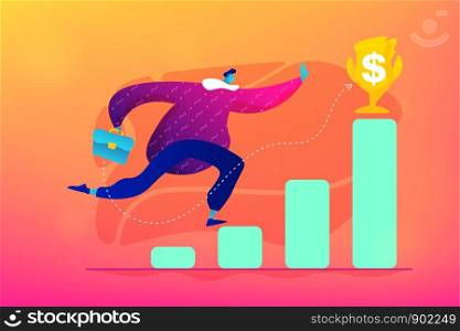 Goals and objectives, business grow and plan, goal setting concept. Vector isolated concept illustration. Small heads and huge legs people. Hero image for website.. Goals and objectives concept vector illustration.