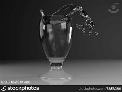 goblet glass banquet 3D illustration on dark background