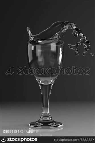 goblet glass teardrop 3D illustration on dark background