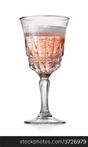 Goblet of pink champagne isolated on a white background