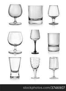 Goblets for hard liquors isolated on white