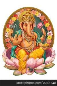 God Ganesha. Invitation cards Dawali Holiday.Raster illustration