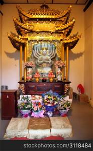 Goddes inside buddhist temple in Chengdu, China