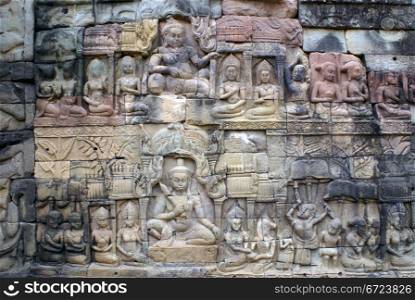 Gods on the wall, Angkor, Cambodia