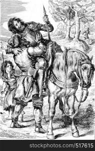 Goetz von Berlichingen, Act V: Goetz injured and rescued by gypsies, vintage engraved illustration. Magasin Pittoresque 1845.