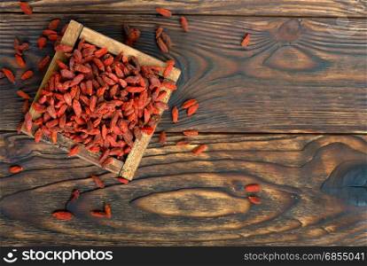 gojy berries in box and on a table