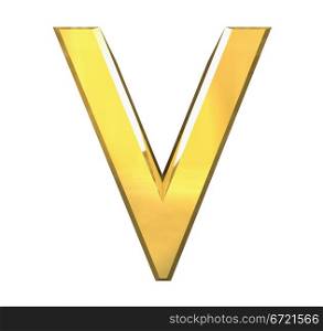 gold 3d letter V - 3d made