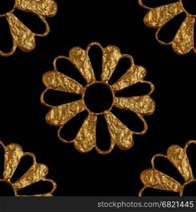 Gold abstract flowers pattern. Hand painted floral seamless background.. Gold abstract flowers pattern. Hand painted floral background. Nature seamless texture.