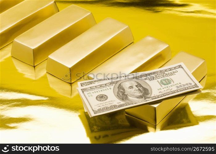Gold bar & bill