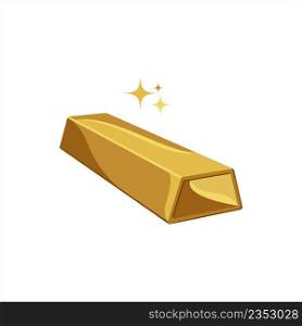 Gold Bar Icon, Gold Ingot, Pure Gold Solid Bar Vector Art Illustration