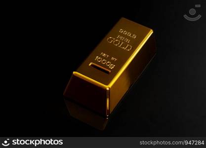 Gold bar on a black background.. Gold bar on black background.