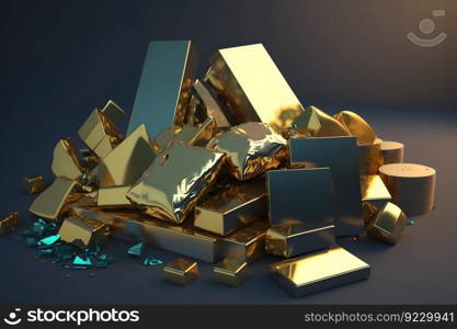 Gold bar stack. Business and finance. Neural network AI generated art. Gold bar stack. Business and finance. Neural network AI generated