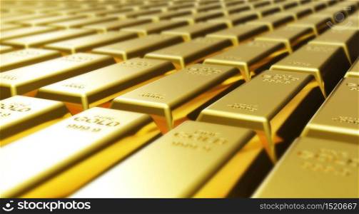 Gold bars background 3D Render