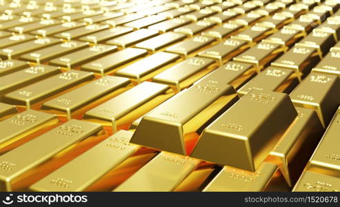 Gold bars background 3D Render