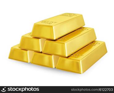 Gold bars bullions pyramid isolated. Gold bars pyramid