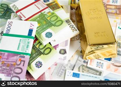 Gold bars, Financial, business investment concept. Euro Money
