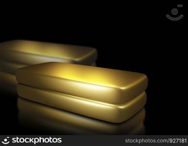 Gold bars on black background with copy space