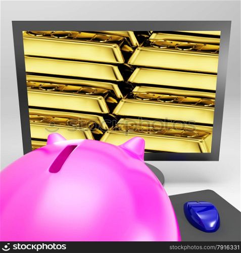 Gold Bars Screen Showing Shiny Valuable Treasure