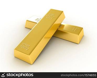 Gold bullions on white background