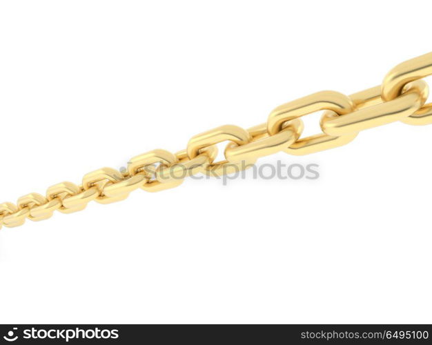 Gold chain on a white background. . Gold chain on a white background. 3d rendering.