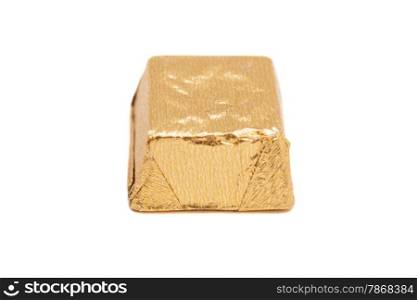 Gold chocolate bonbon isolated on white background